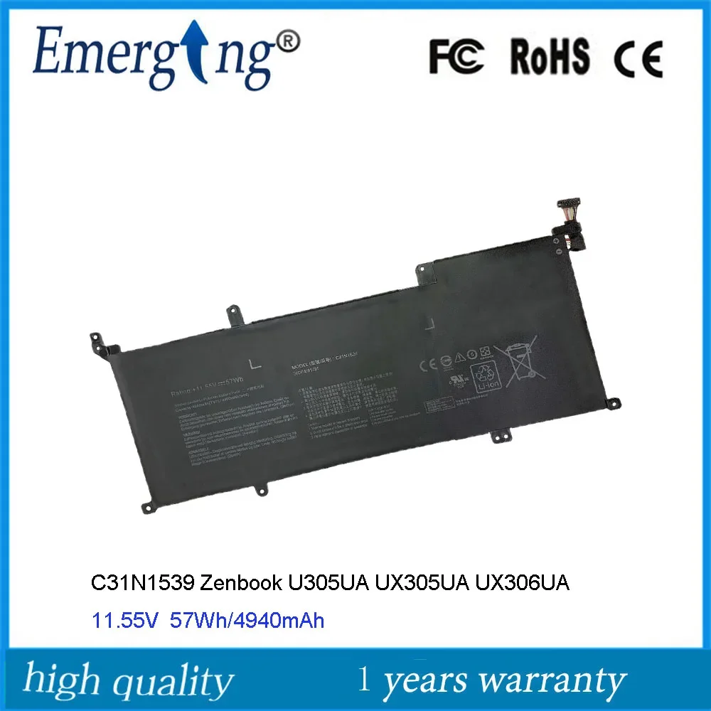 11.55V  57Wh C31N1539 Laptop Battery  For ASUS  Zenbook U305UA UX305UA UX306UA  0B200-01180200