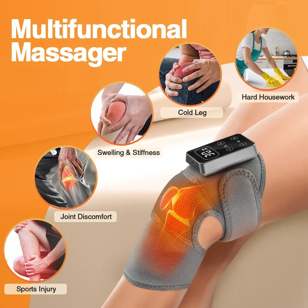 

Electric Knee Massager 3 Vibrations 5 Levels Hot Compress Shoulder Elbow Massage Knee Support Brace Knee Protection Health Care