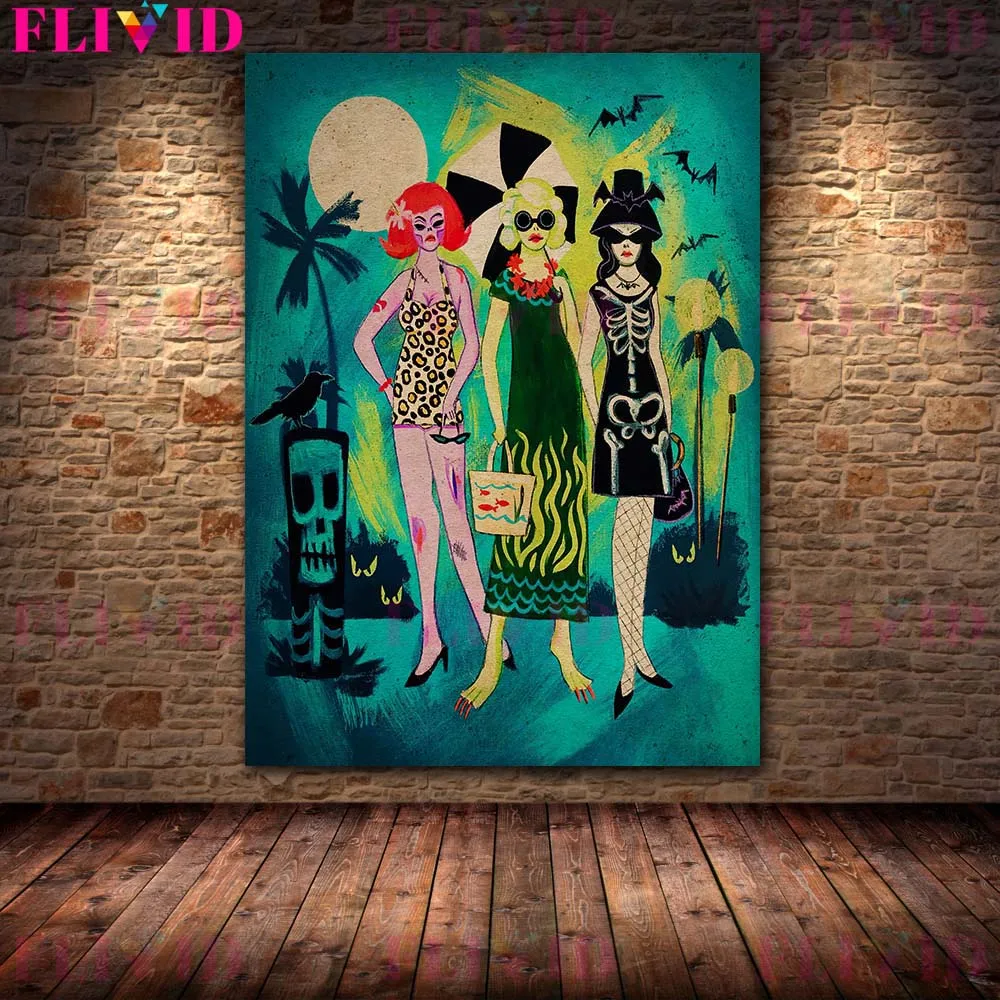 Horrible Spooky Vampire Home Vintage Wall Art Canvas Painting Dark Magic World Gothic Art Poster And Print Home Decor Unframed