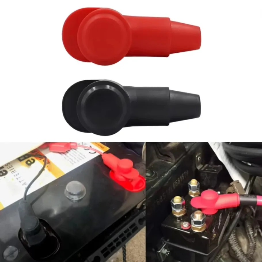 2Pc Car Battery Terminal Boots Insulating Covers PVC Cable Lug Protector Cap Marine Rubber Battery Stud Protector Replacement