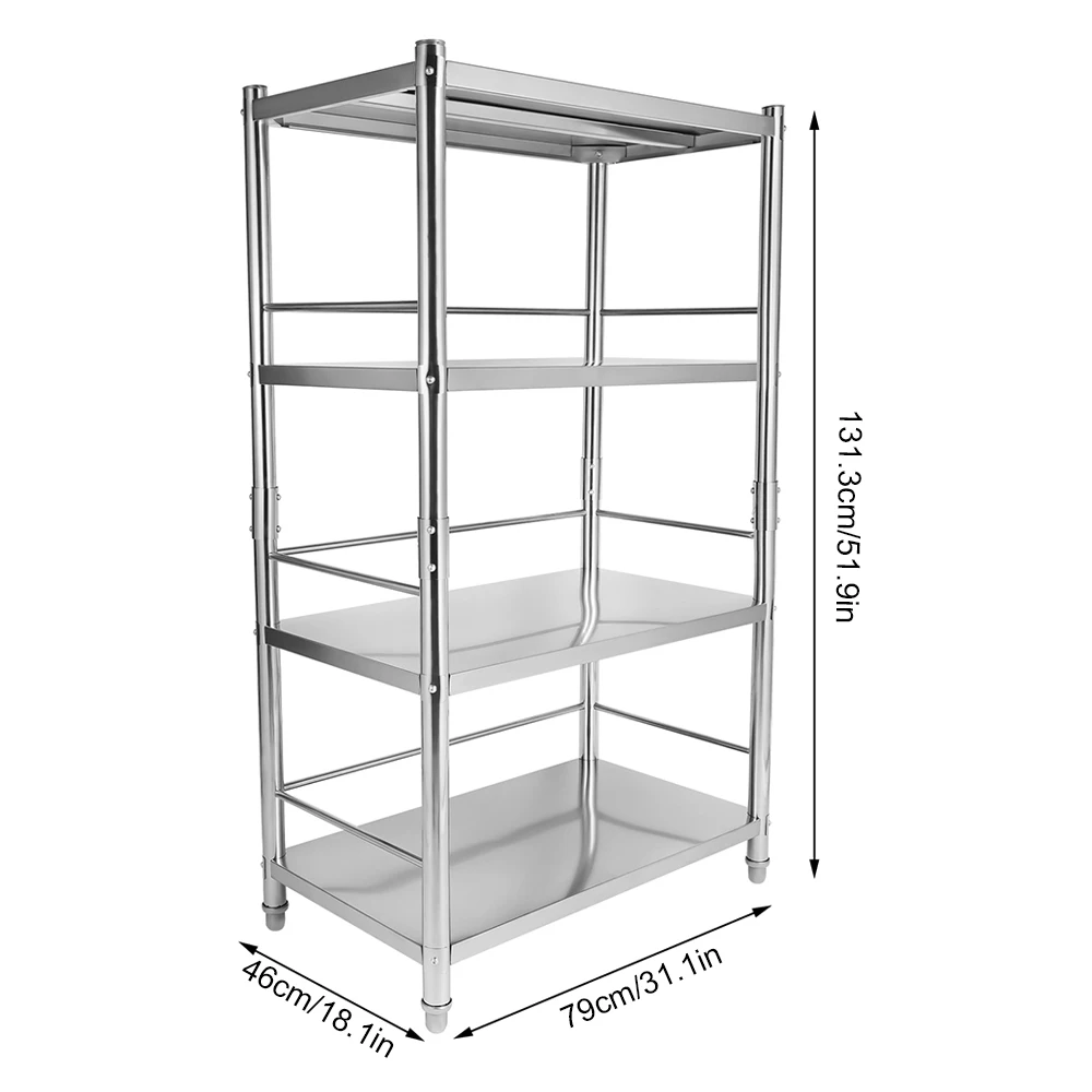 調節可能なステンレス鋼の立っている棚ユニット、台所、ガレージ、オフィス、レストランのための貯蔵の棚、頑丈な貯蔵、4レベル