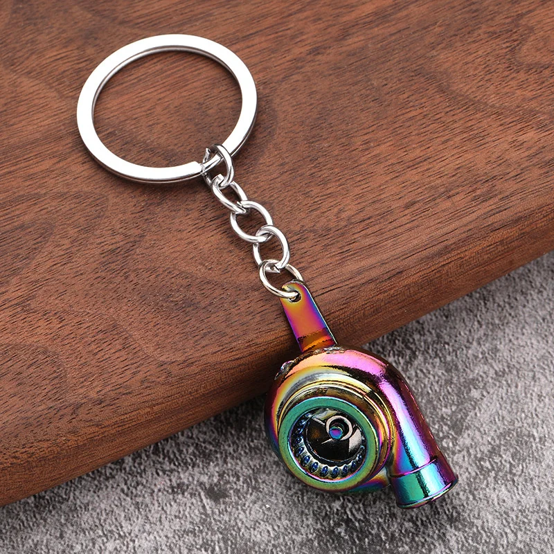 Mini Turbo Turbocharger Keychain Spinning Turbine Key Ring Zinc Alloy Metal Keyring Car Styling Refitting Car Interior Accessory