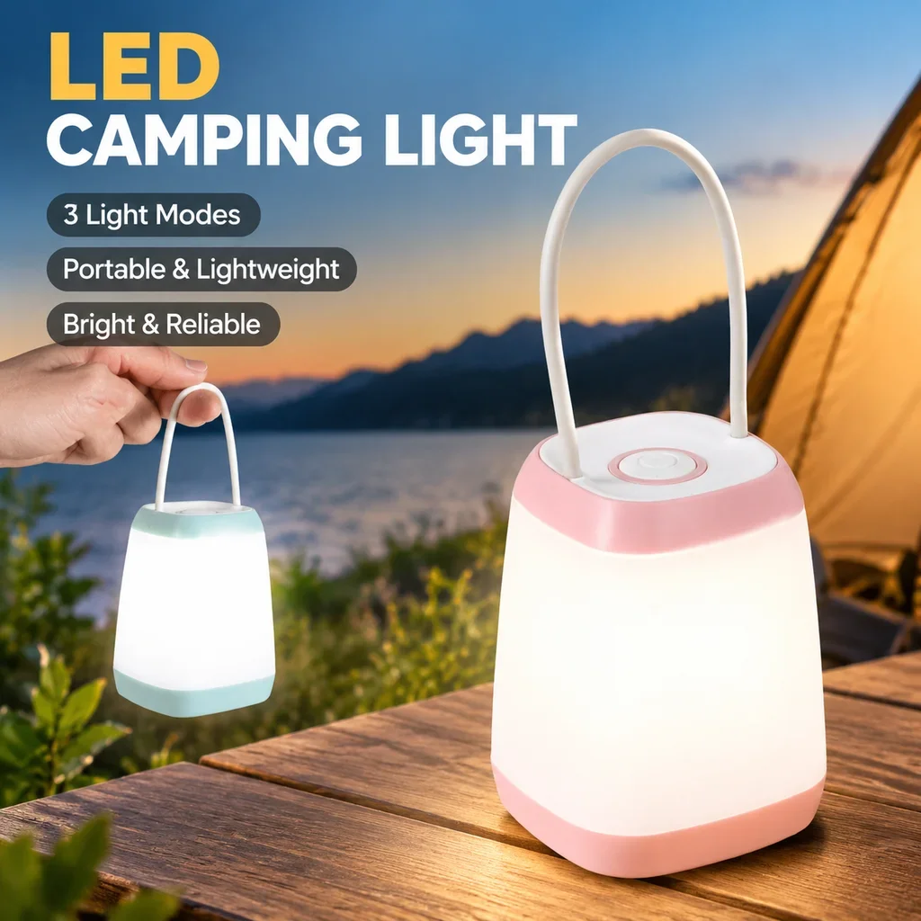 Durable 3 Light Modes LED Camping Lights Portable Bright Emergency Lamp Handheld Multifunctional Night Reading Lights Camping
