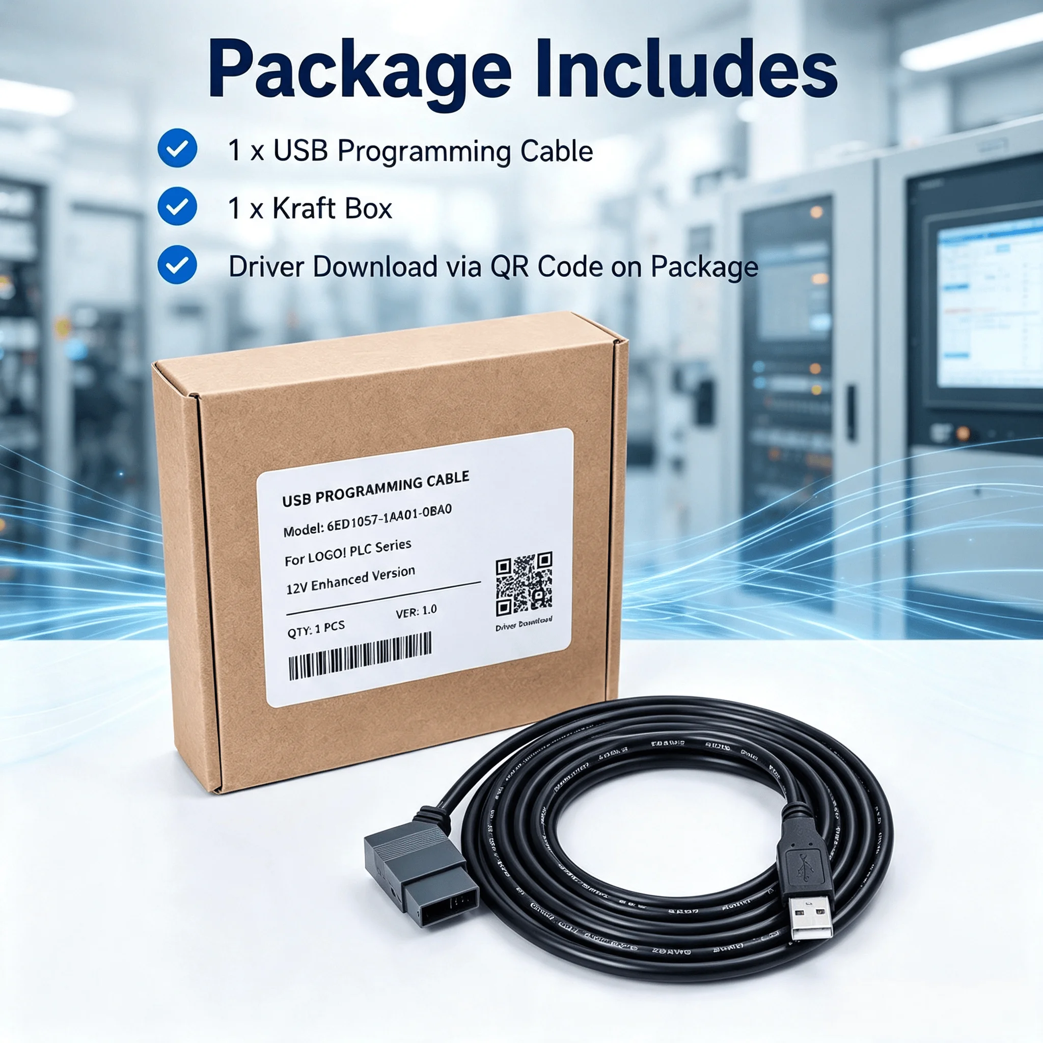 6ED1057-1AA01-0BA0 USB Programming Cable for Siemens LOGO! Series PLC, 12V Stable Communication Program Download Lead