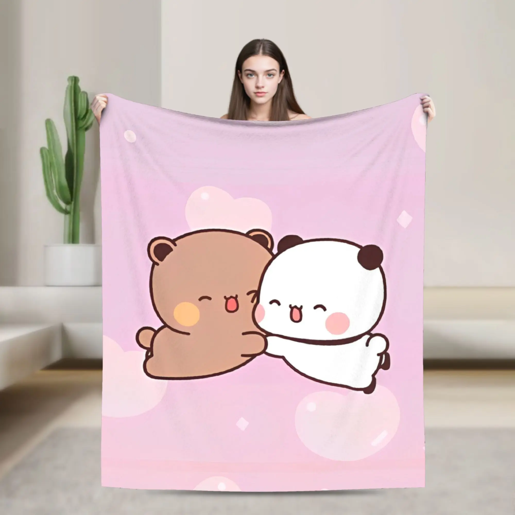 Cute Cartoon Bubu Dudu Knitted Blankets   Wool Throw Blanket Summer Air Conditioning Decoration Soft Warm Bedsprea