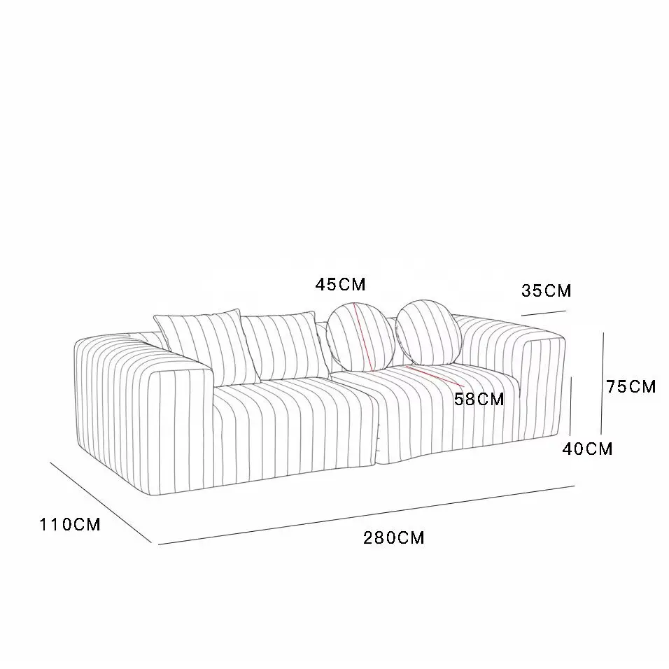 &c Wabi-sabi Style Stripe Modular Fabric Sofa Vintage Designer Model Removable and Washable Cotton-linen Fabric  Sofa