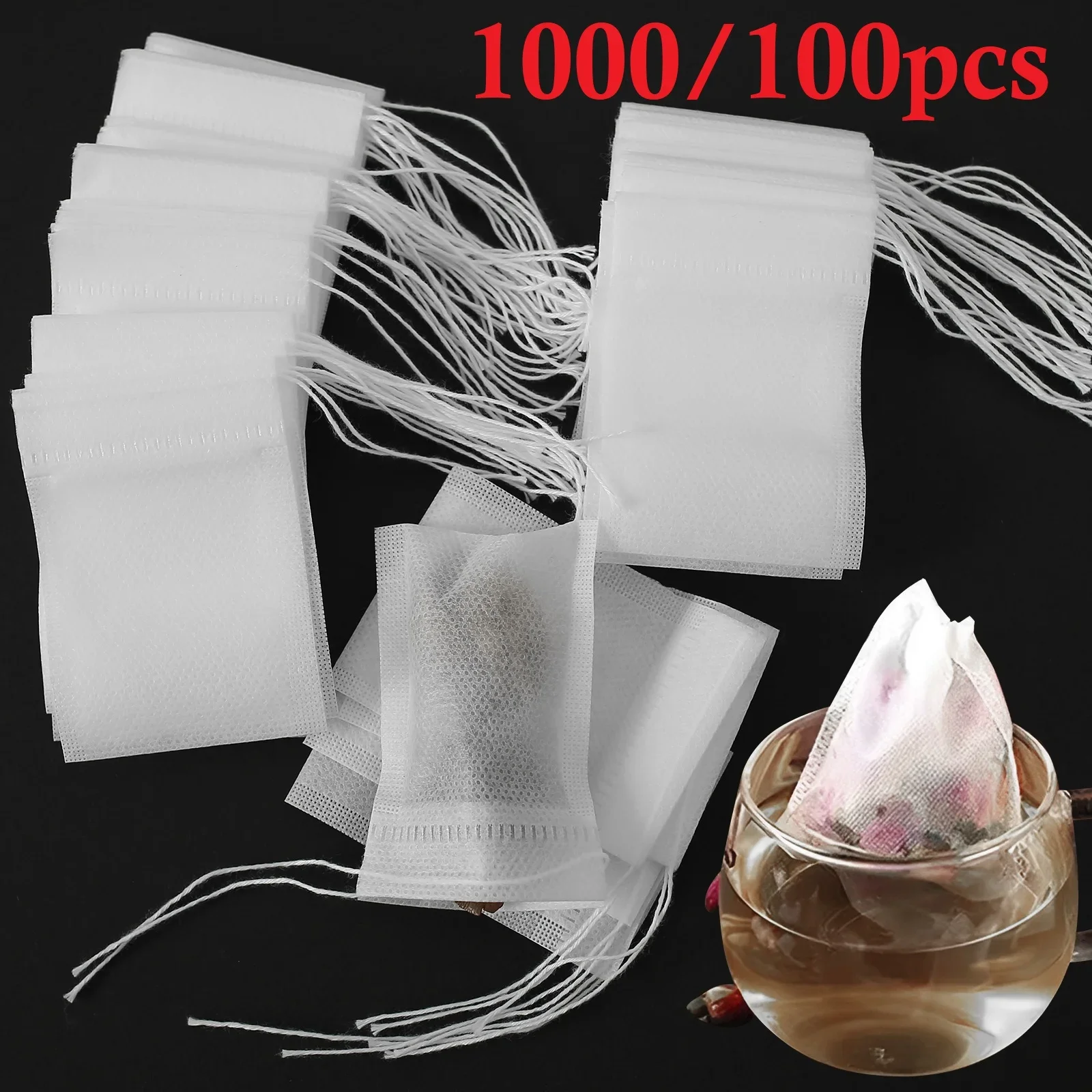 

1000/100pcs Disposable Tea Bags Filter Bag Spice Storage Bags Non-woven Fabric Coffee Filter Bags Loose Tea Bag Multip Container