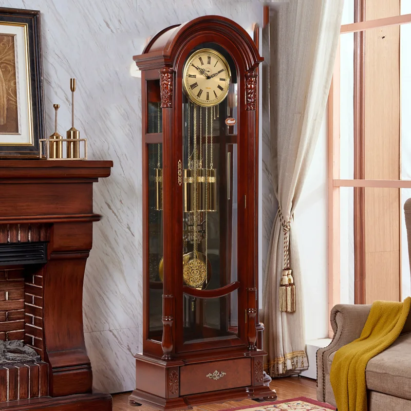 European living room floor clock luxury mechanical villa creative mechanical clock carving
