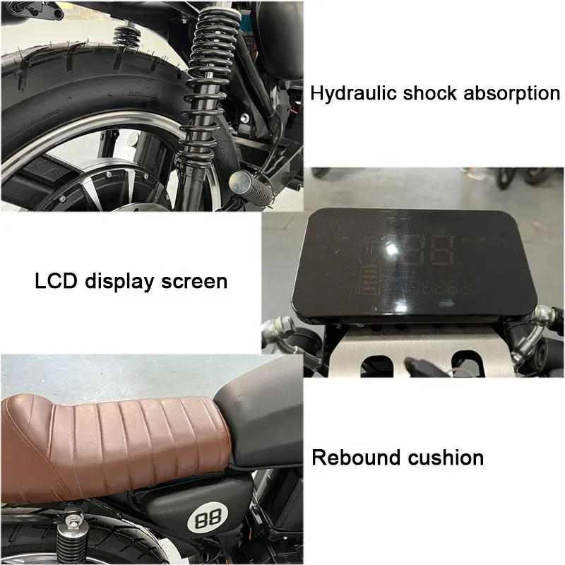 STLF 루위안 슈퍼 파워 2000w 카페 레이서 모터바이크 슈퍼 롱 레인지 전기 자전거 레트로 전기 오토바이