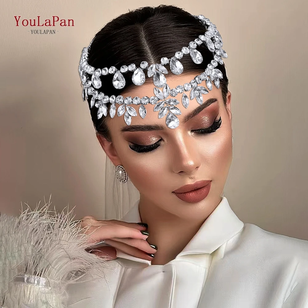 

YouLaPan Exquisite Rhinestone Foreband Hairhoop Hair Accessories Bride Wedding Crown Headband Bling Women Headpieces HP954