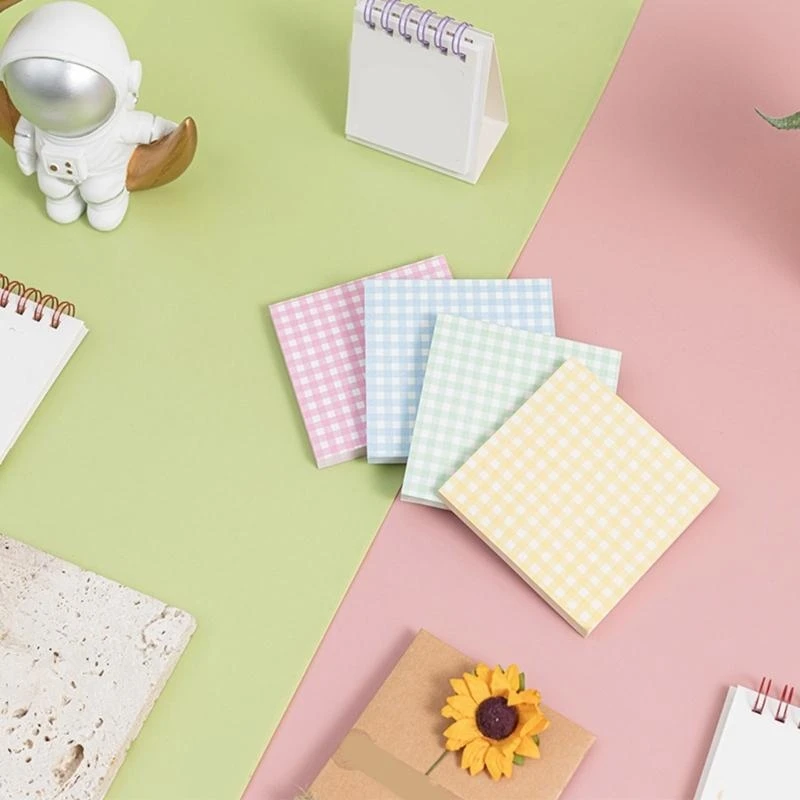 8 개 PCS 간단한 메모 패드 접착제 노트 격자 무늬 요소 메모장