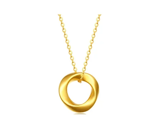 

999 fine gold jewelry accessories 24k pure gold circle charms gold pendant for women