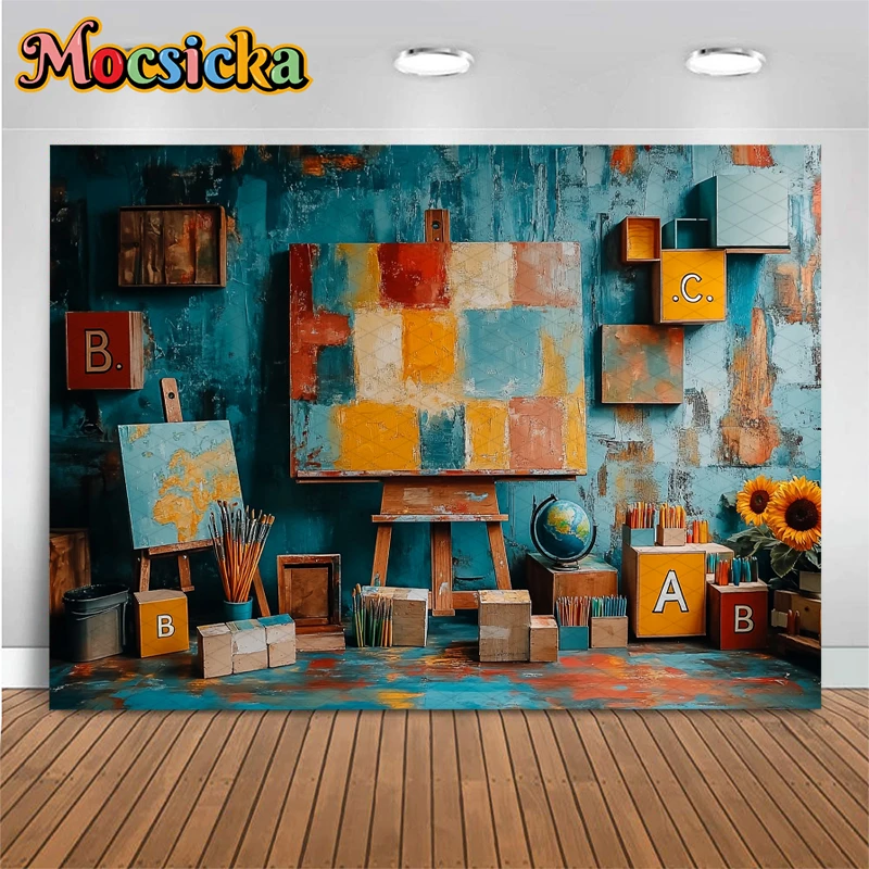 Mocsicka bebé arte pintura fotografía telón de fondo globo de girasol colorido Graffiti decoración escuela estudiante niños foto fondo