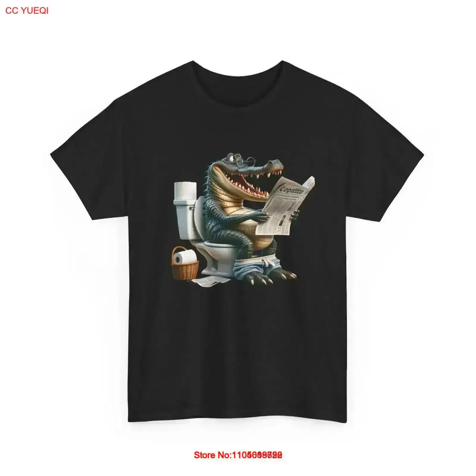 Funny Adult Zoo T Shirt Alligator Sitting on the Toilet Reading Newspaper vintage Washed Casual Soft streetwear Comfortable