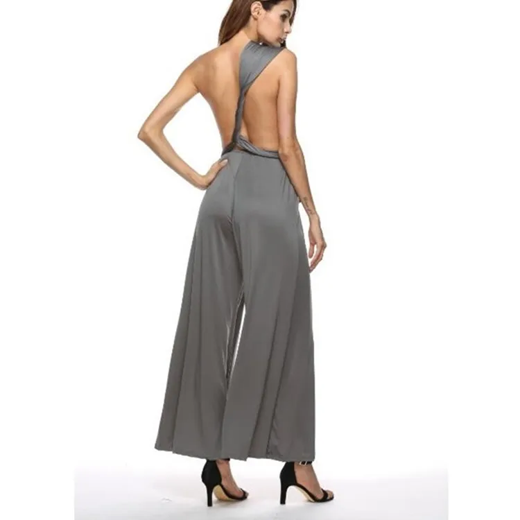 Sexy OL Crossed Strap Onesie Multi-Way Wear Fashion Women's Casual Pants High Waist Wide Leg Universal Fit Silk Fabric