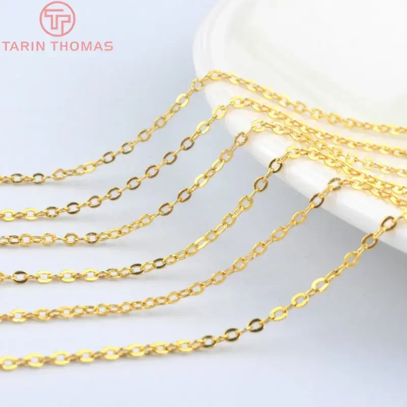 （4636）5 Meters Chain width:1MM 1.5MM 2MM 2.8MM Copper Flat Oval Shape Chains Oval Link Necklace Chain Diy Jewelry Accessories