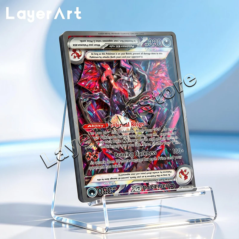 3D Pokemon Layered Card Charizard EX Collectible Desk Display Gift Multi-layer 3D Effect Handmade DIY Toys