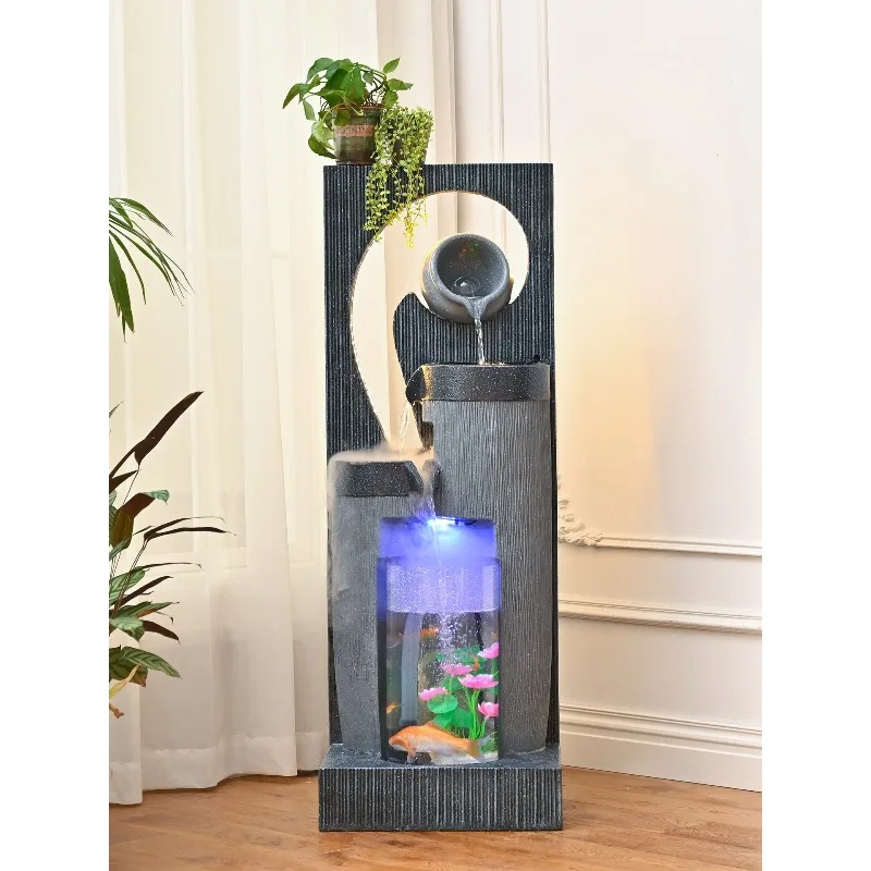 Creative living room, flowing water embellishment, European-style hotel fish tank, transfer office, lucky landscape entrance flo
