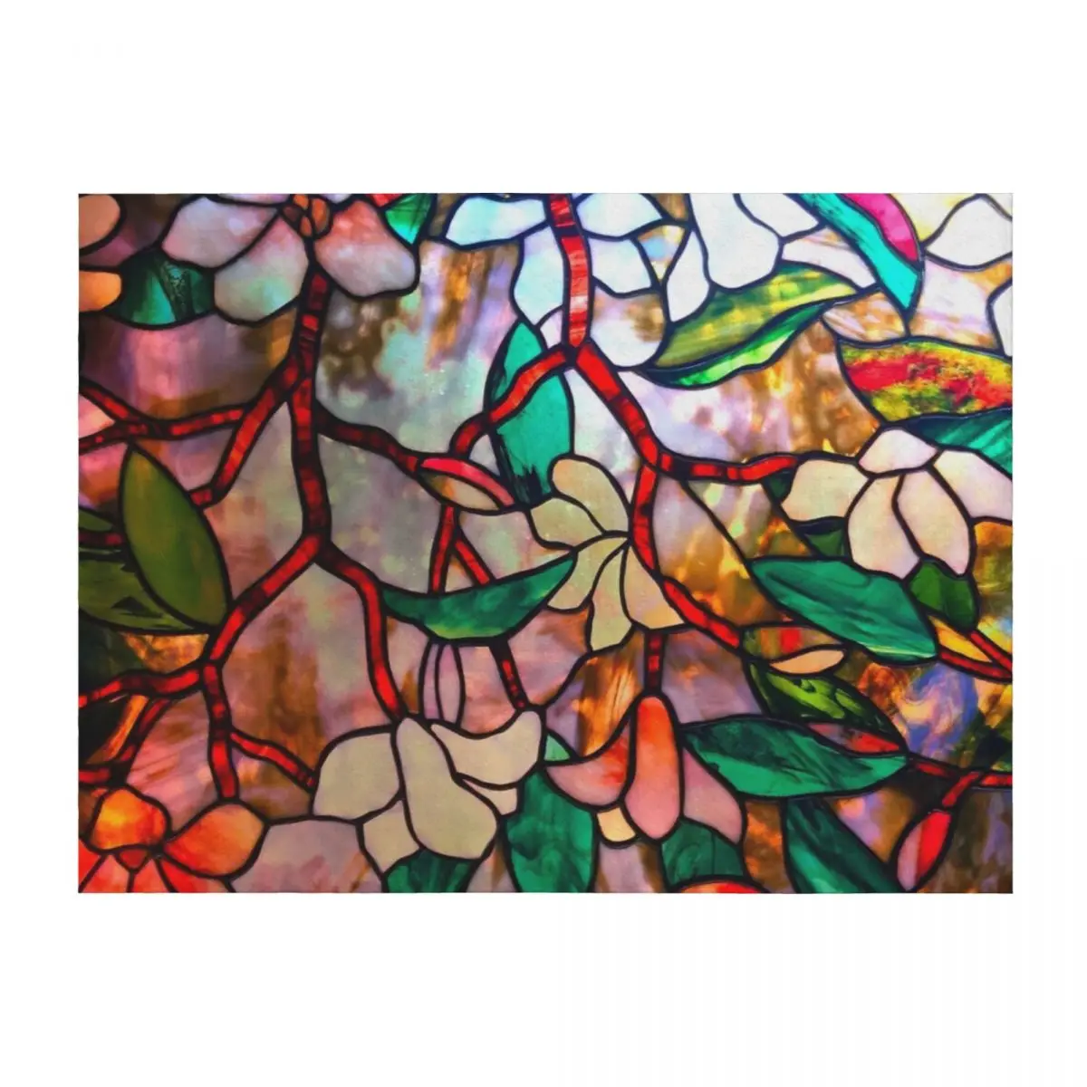 

Illuminated Plumeria Stained Glass Window Throw Blanket Flannel Fabric warm for winter Luxury St Shaggy Blankets