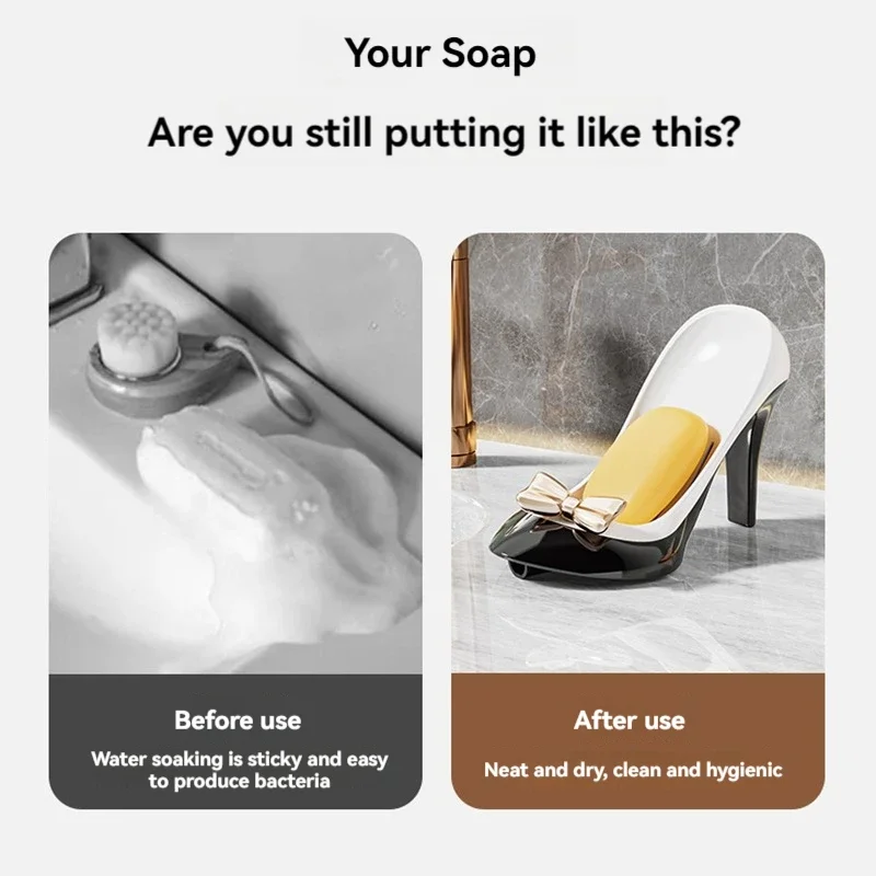 Creative Soap Dish High Heels Shape Soap Container Suction Cup Soap Box Holder Kitchen Sponge Storage Rack Bathroom Drain Case