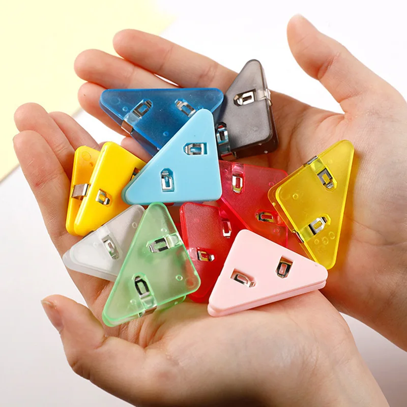 Triangle Corner Clips para Book Paper, Snack Binder, Desk Storage, Shelf, Office, Desktop Organizer, 1 Pc, 2Pcs