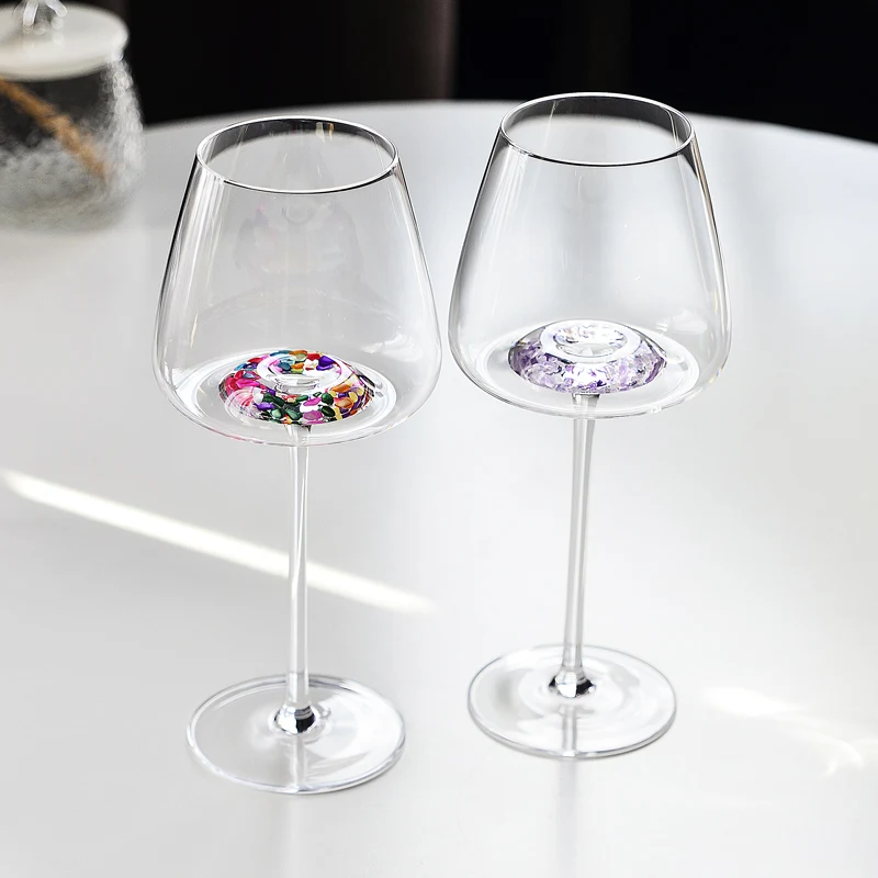 

2Pcs/set Household Glass Cup Large Red Wine Glasses Light Luxury Colorful Crystal Glass Big Capacity Decanter Grape Goblet