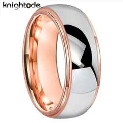 6mm 8mm Men Women Tungsten Carbide Engagement Rings Lover's Jewelry Fashion Wedding Band Steped Dome Polished Comfort Fit