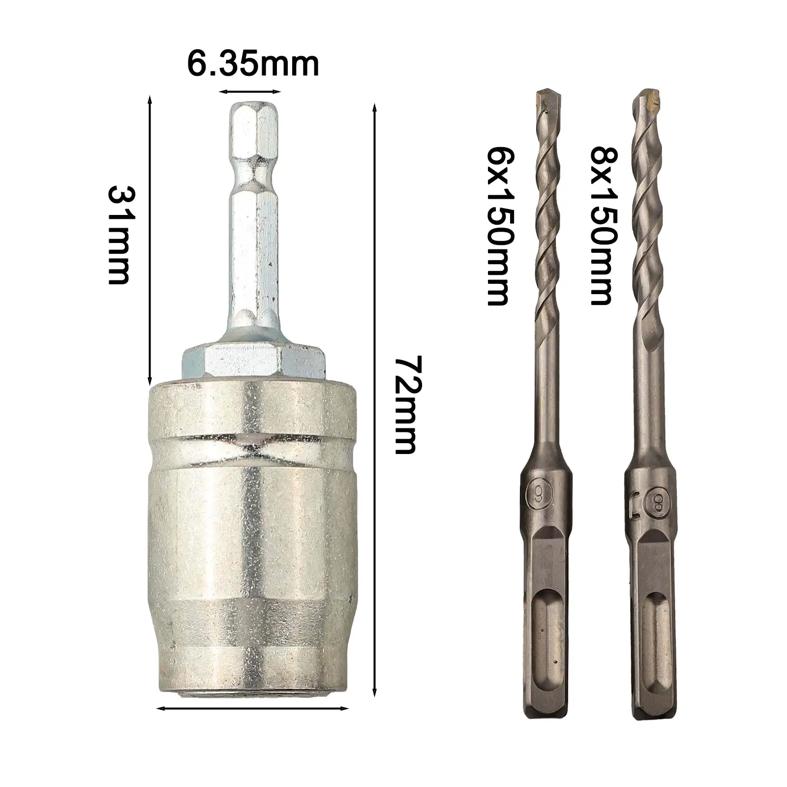 

Construction Work 10mm Electric Drill Adapter Quick Switch Drill Head Quick Installation Shank Diameter 6.35mm