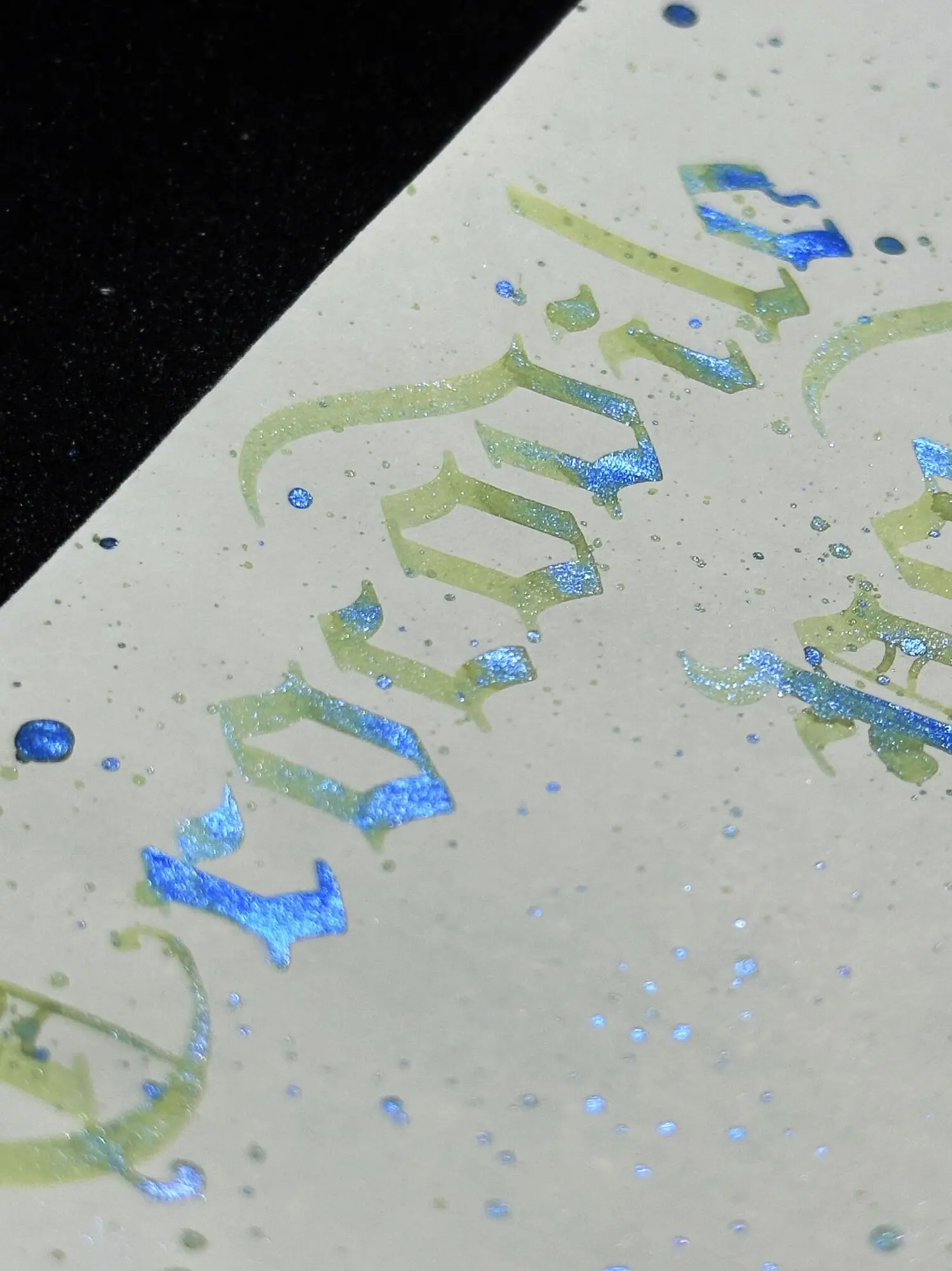 = DREAMINK · Green C-rocodile Pond ◆ Blue Chromatography Gradient Gold Powder Ink Handmade Color Ink Sparkling Powder