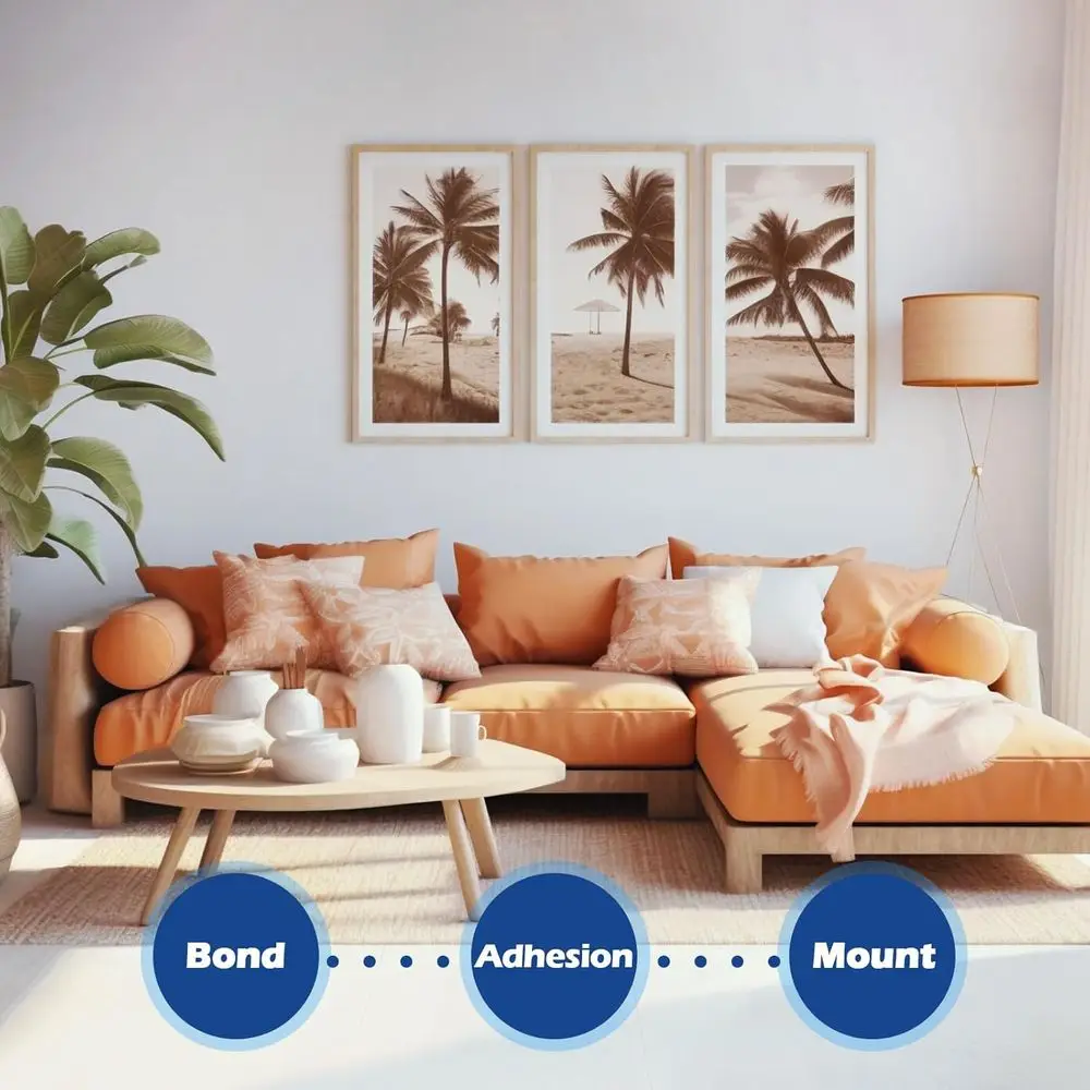 60個の高耐久両面粘着パッド - 壁、車、家の装飾用のフォームテープ |   残留物なし、防水マウンティングテープ付き