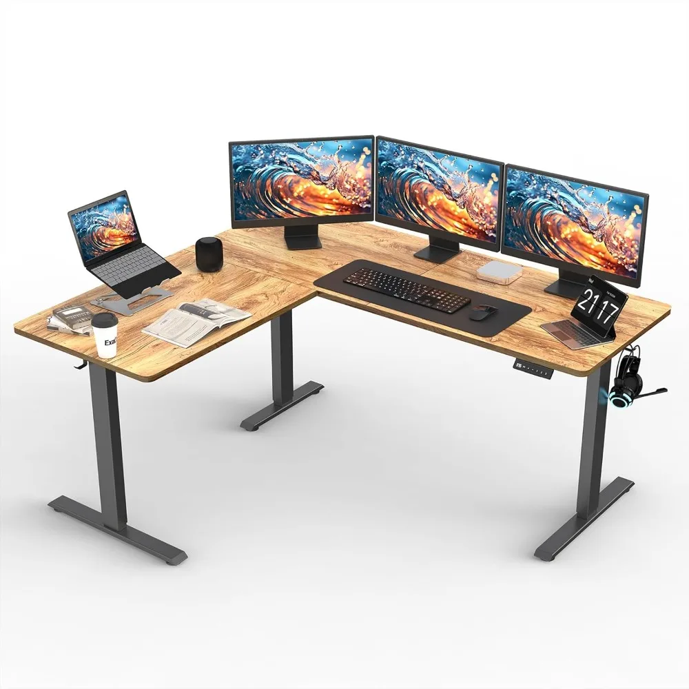 Upgrade Version 63 * 55 inch L Shaped Electric Adjustable Height Standing Desk, Corner Stand Up Desk