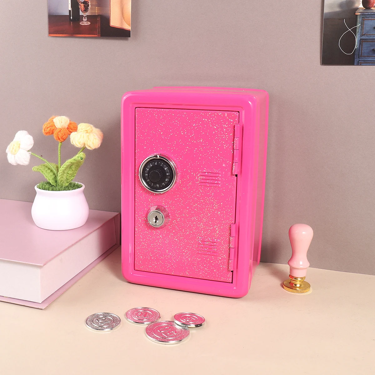 Cassetta di sicurezza con 1 glitter, chiave e serratura a combinazione Salvadanaio in metallo personalizzato, per regali di amici, casa e ufficio