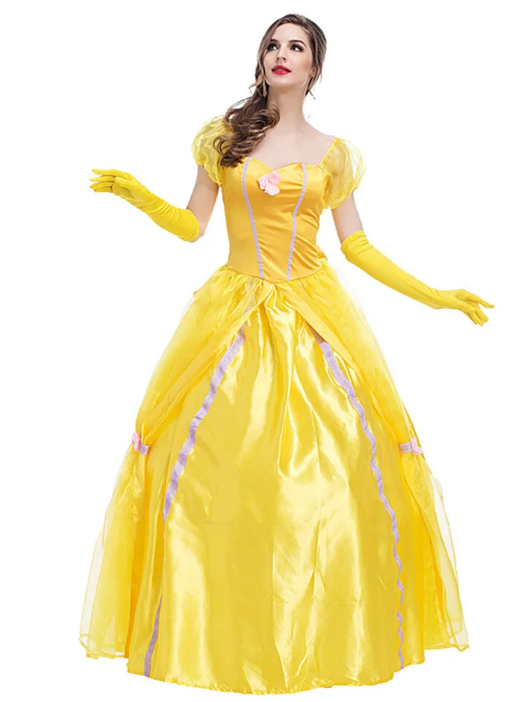 

Adult Princess Belle Costume for Beauty and The Beast Cosplay Halloween Party Masquerade Gown