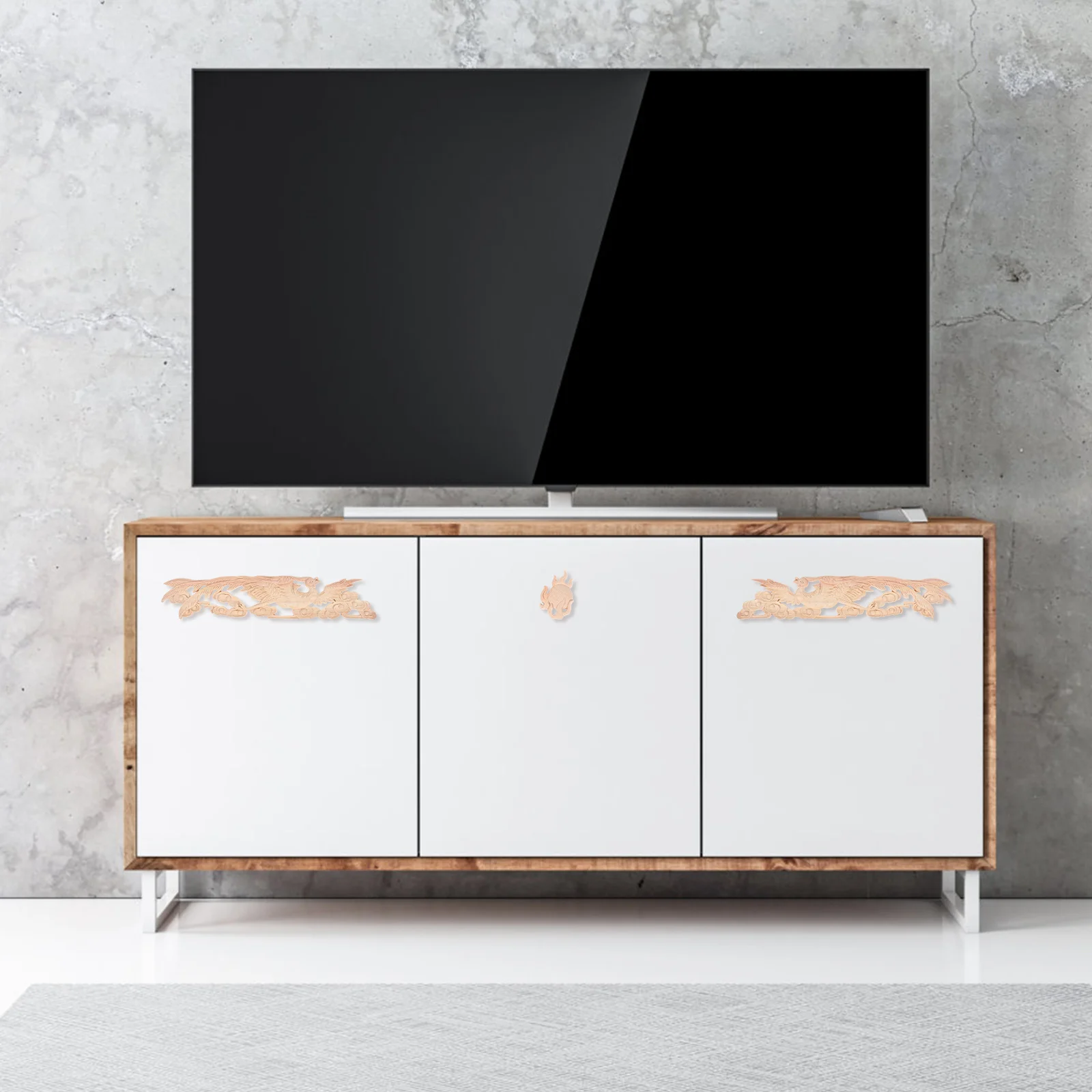 2Pcs Carved Appliques Intricate Dragon Design Furniture Decorative Onlays for Cabinet Door Wardrobe Bed DIY Home