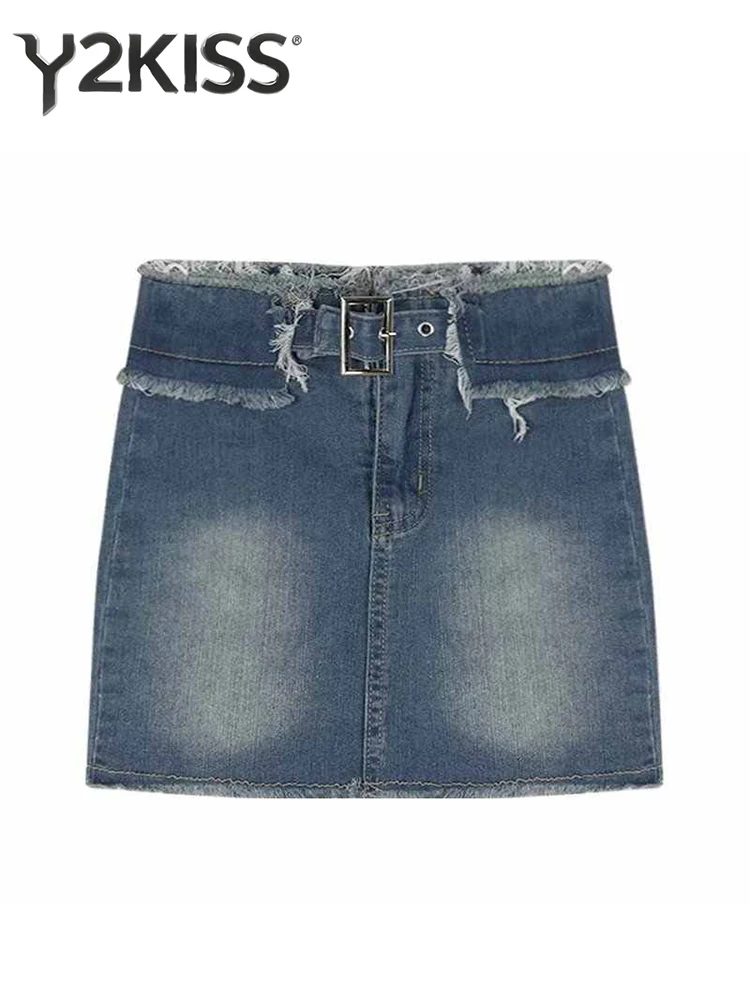 

2025 Autumn Winter Women Korean Fashion High Waist Mini Denim Skirt 2000s Kpop Skirt Gyaru Coquette Japanese Y2k Streetwear New