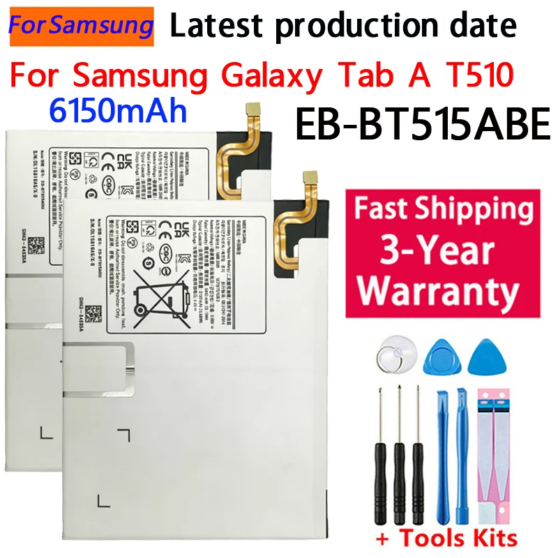 6150mAh EB-BT515ABU Tablet Battery For Samsung Galaxy Tab A 10.1 2019 SM-T510 T510 T515 T517 Batteria Replacement+Tools