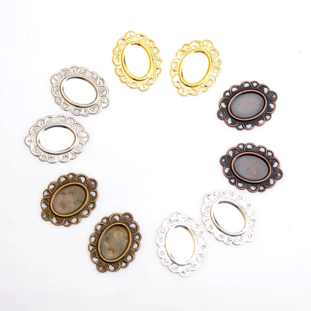 Free shipping 100Pcs Gold Plated Filigree Cabochon Setting Wraps Connectors Crafts Decoration DIY Embellishments 32x24mm J2862
