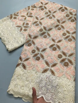 قماش دانتيل أفريقي من القطن السويسري أحجار دبي قماش عالي الجودة 2025 فساتين حفلات دانتيل نيجيري للخياطة للنساء، 2.5 ياردة 4132