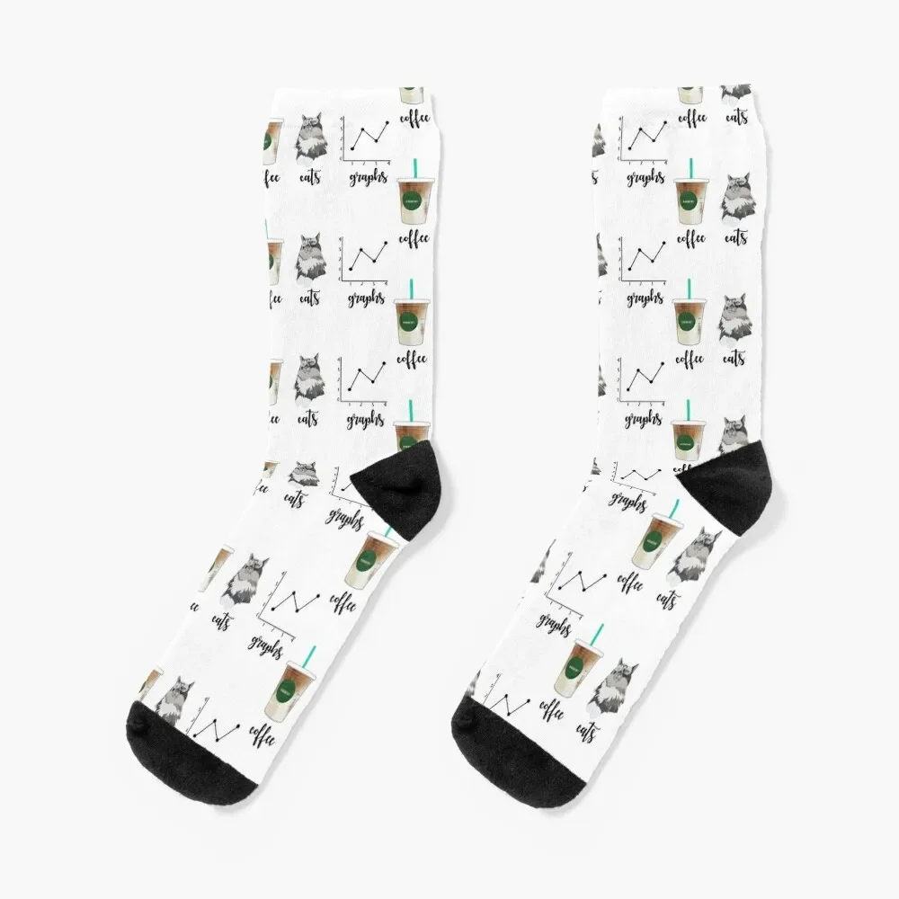 

Coffee Cats and Graphs Socks snow colored Run Socks Women Men's