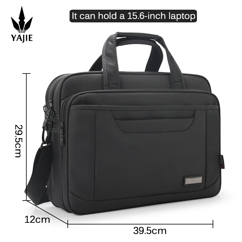 Large Briefcases For Men Canvas Tote Bag Laptop Case 15.6 Inch Bag Waterproof Work Business Bag Shoulder Messenger Oxford Black