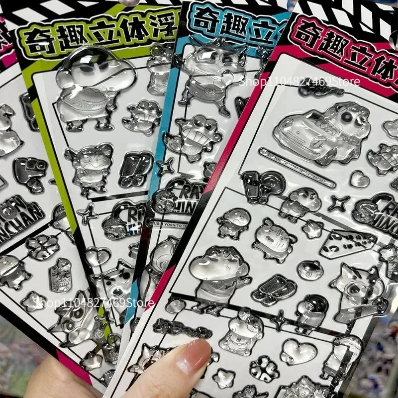 Crayon shin-chan alívio adesivos dos desenhos animados 3d adesivos estereoscópicos moda personalidade delicada decoração do escudo do telefone móvel