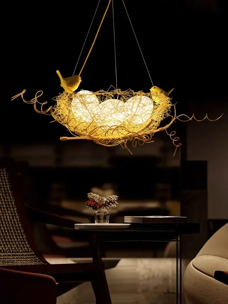 Creative Nordic Bird's Nest Restaurant Lustre Chandelier Lighting Romantic Cafe Chandelier Personality Led Simple