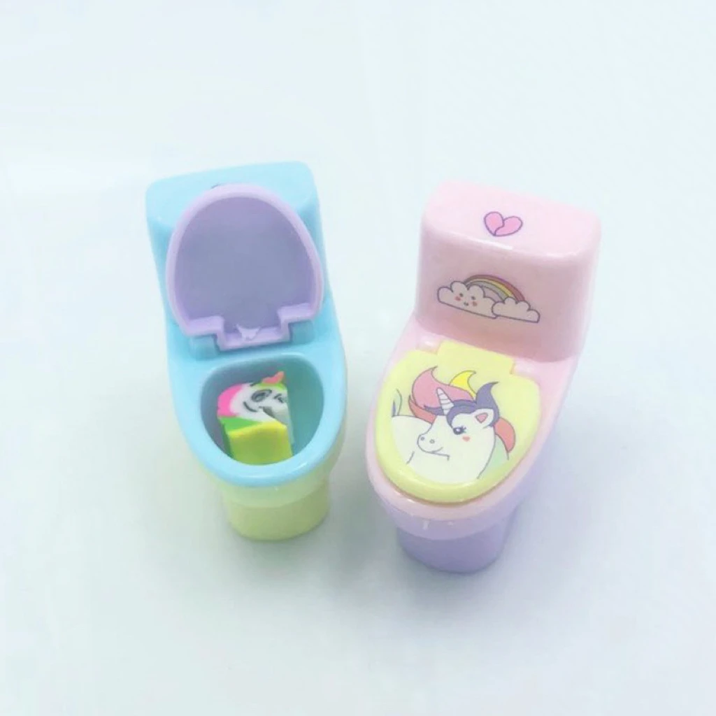 Imagem -04 - Creative Manual Toilet Lápis Sharpener com Eraser Great Childrens Gift Grupo 12 Pcs