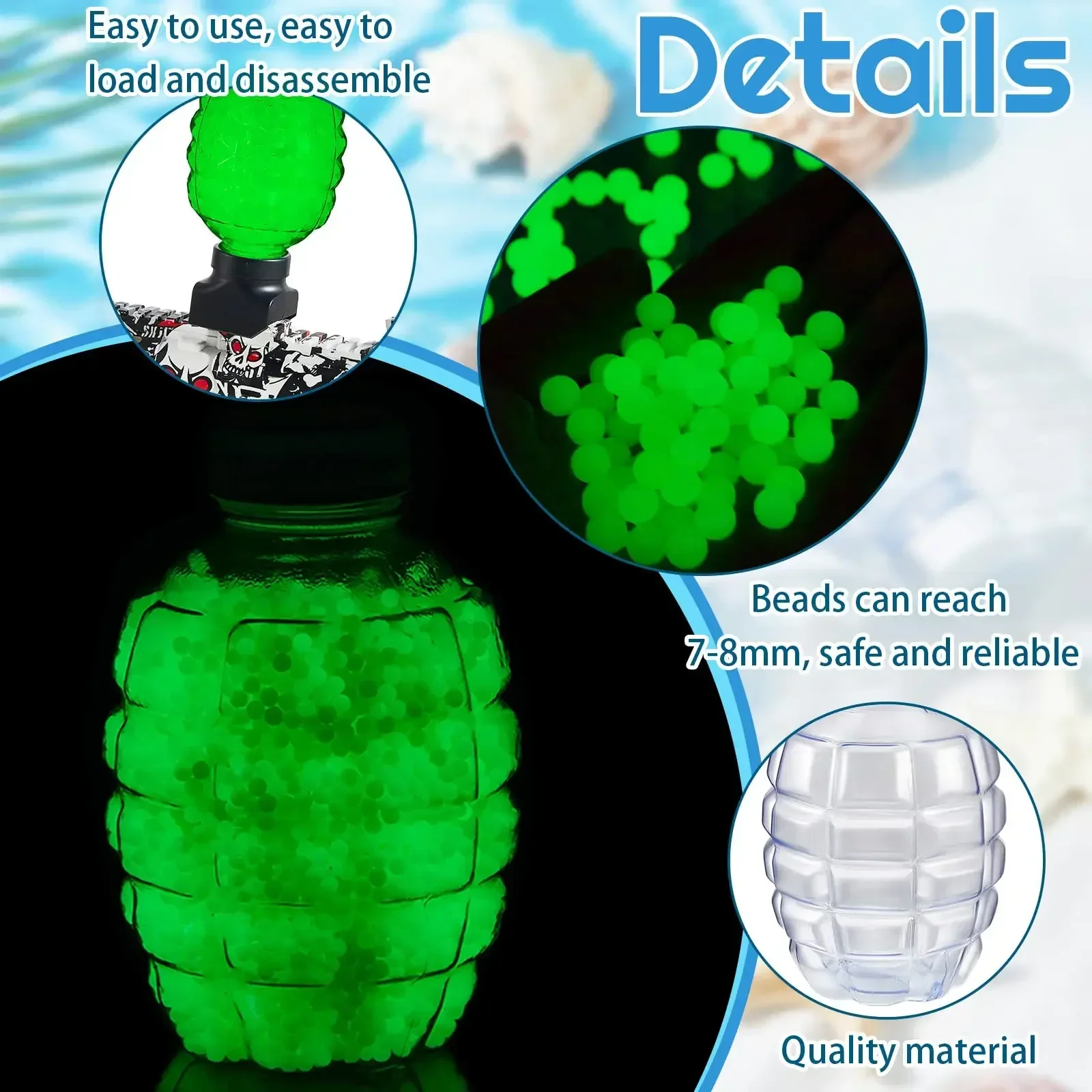 أجزاء كرة جل أداة Bccessories Ith كرات جل الخرز الأناناس زجاجة زجاجة حامل 7-8 مللي متر لعبة رش الناسف لعبة في الهواء الطلق #1
