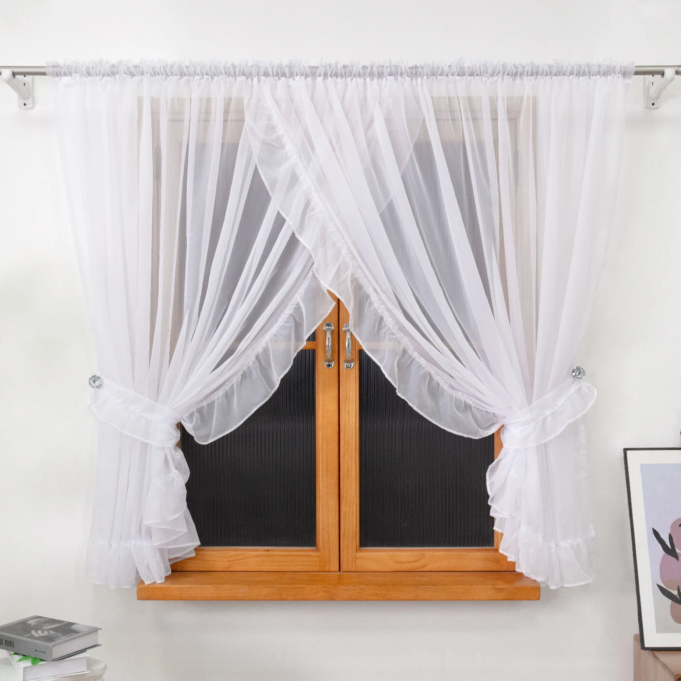 قطعة واحدة من ستائر النمط الرومانسي قابلة للتنفس للحماية من الأشعة فوق البنفسجية ستائر شفافة بيضاء لغرف المعيشة وغرف النوم والمهرجانات #1