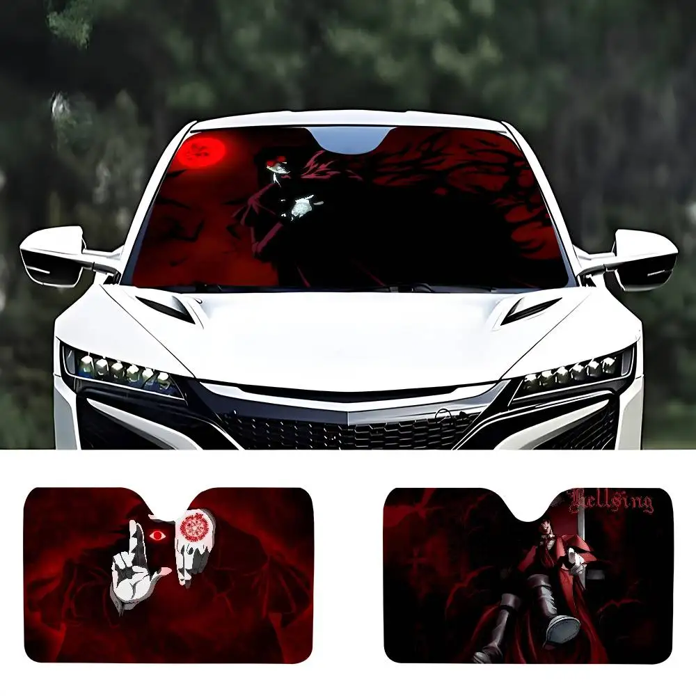 A-Alucard Hellsing زجاج سيارة قابل للطي غطاء ظل الشمس كتلة عاكس المحمولة تنفس المضادة للأشعة فوق البنفسجية حامي الشاشة