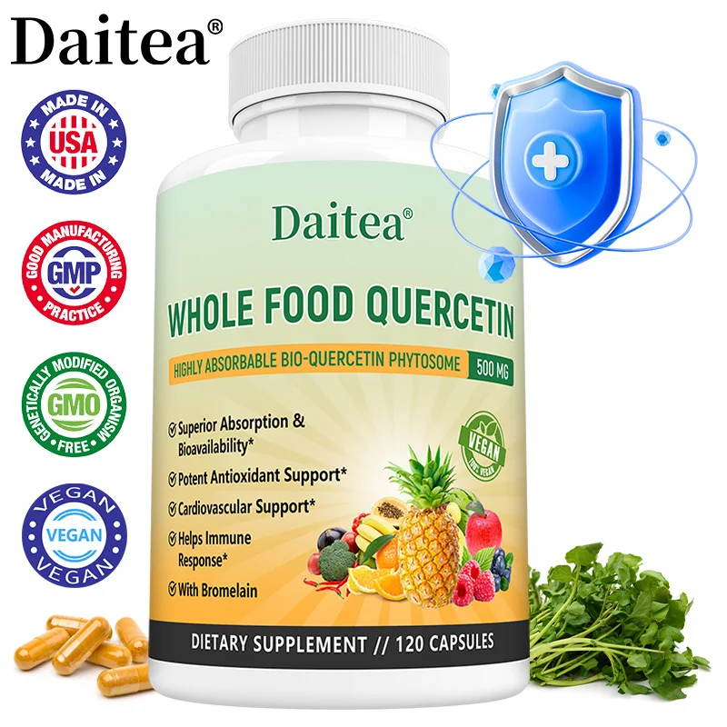 

Коверцетин 500 мг с добавлением из бромеля, биоактивный фитосомежный комплекс, сезонная поддержка чистого органического всего продуктов, антиоксидант