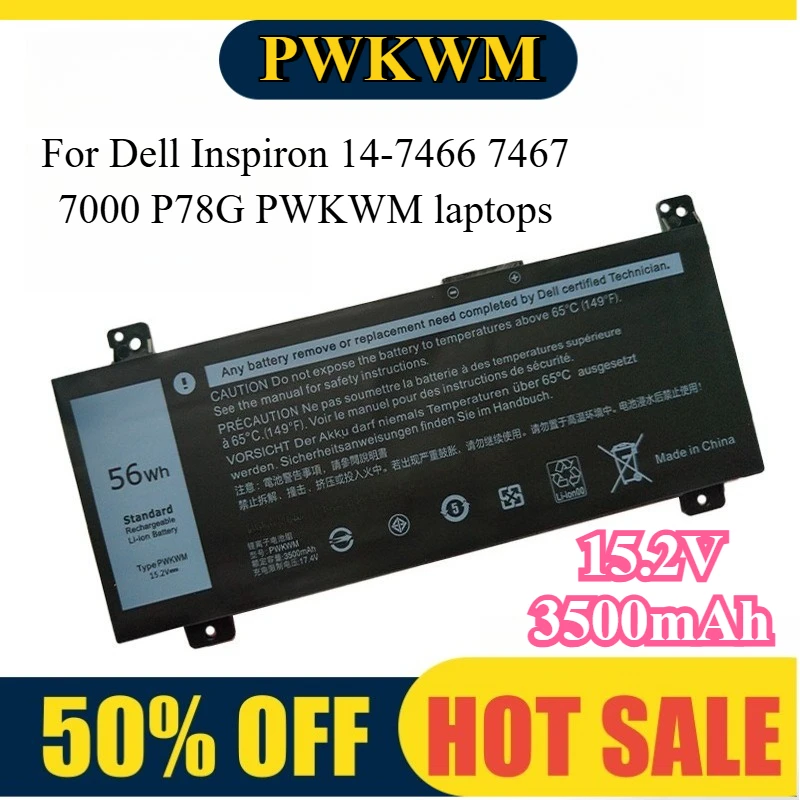 

For Dell Replacement Battery for Inspiron 14 7466 7467 Gaming Laptop 7000 Series P78G PWKWM