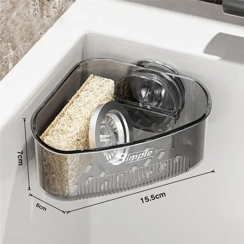 ABUN 2Pcs Kitchen Sink Organizer Rack with Suction Cup, Sponge Scrubber Holder for Corner Drain Box