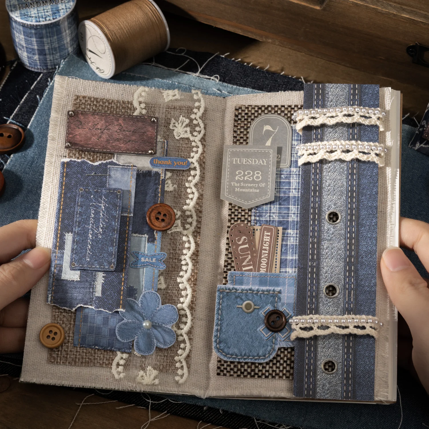 200 سنتيمتر/لفة فو الدنيم تحت عنوان كرافت ورقة الشريط ل خلفية ديكور سكرابوكينغ DIY بها بنفسك كلية جراب هاتف دفتر الديكور #5